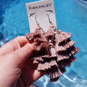 NEW Francesca's Blush Tassel Chandelier Earrings